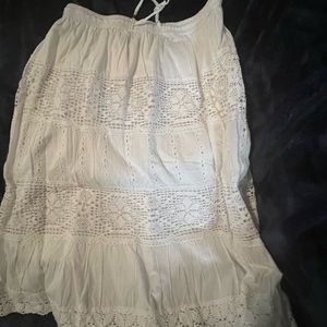 White midi length skirt with tie front